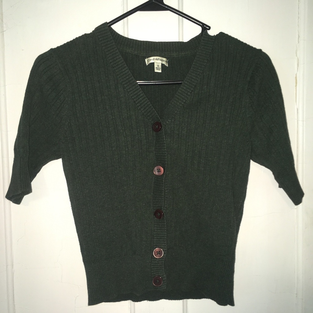 Croft&Barrow Dark green button up sweater top